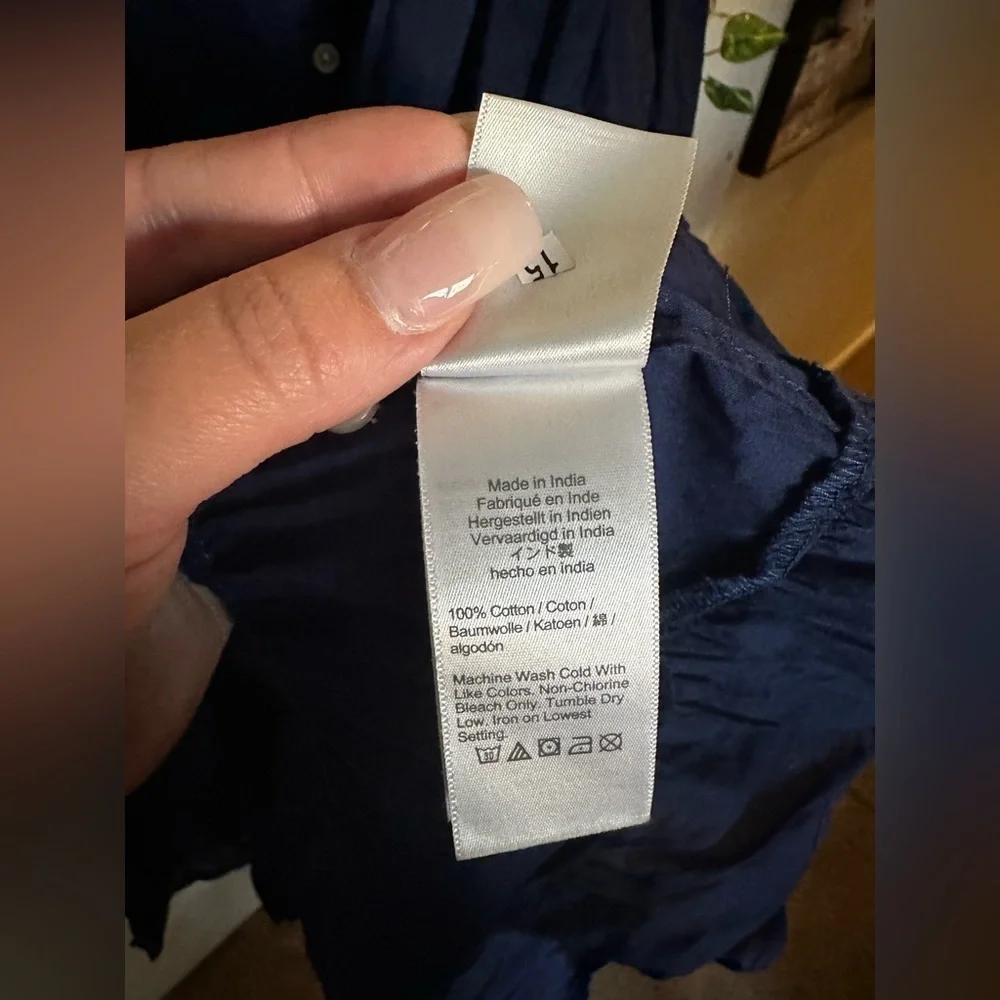 J. Crew Button Front Tiered Cover Up Dress Blue Cotton Voile